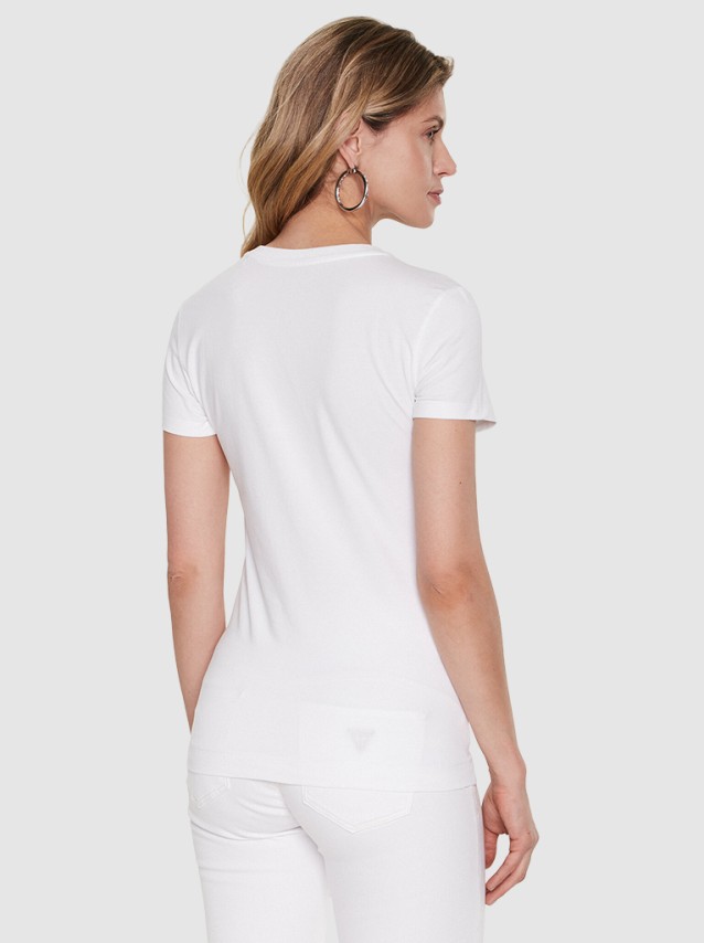 T-Shirt Mulher Triangle Flowers Guess