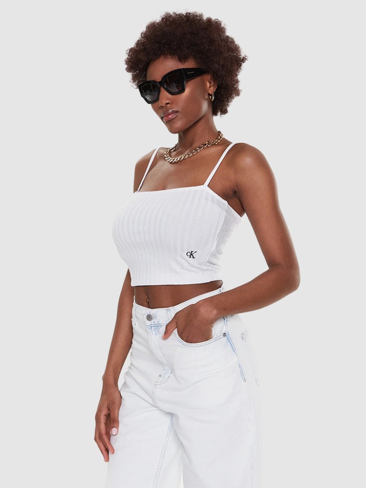 Top Mulher Cropped Branco, Calvin Klein - J20J221009.1