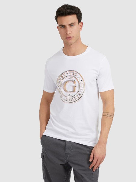 T-Shirt Homem Round Logo Guess