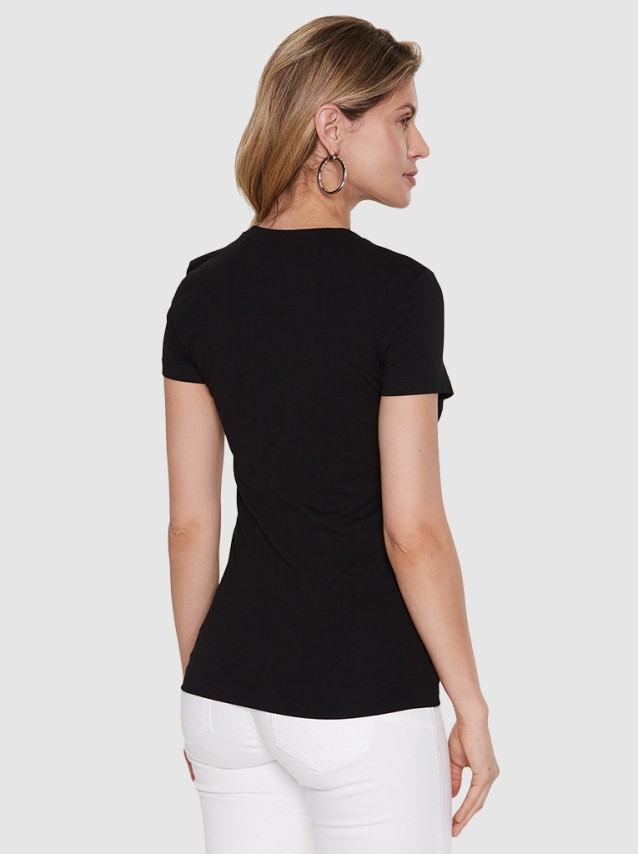 T-Shirt Mulher Triangle Flowers Guess