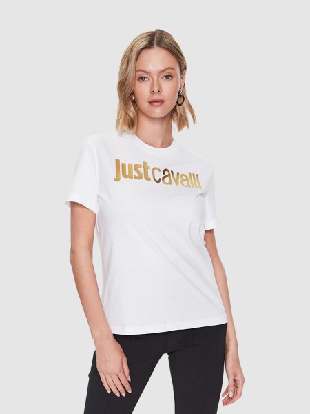 T-Shirt Mulher Logo Gold Just Cavalli