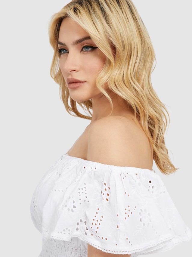 Top Mulher Ruffled Guess