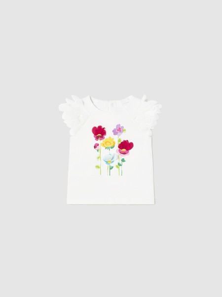 T-Shirt Beb Menina Apliques Flor Mayoral