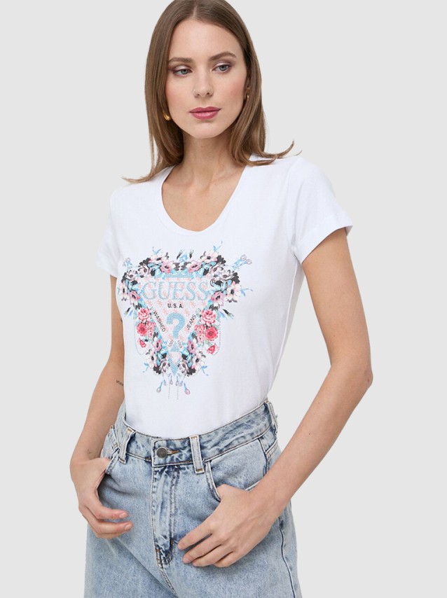 T-Shirt Mulher Flowers Guess