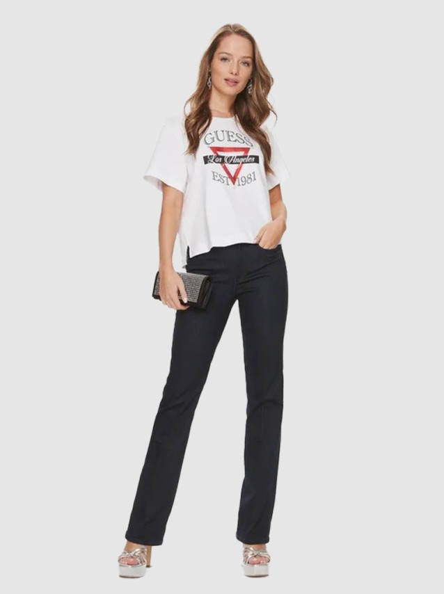T-Shirt Mulher Boxy Triangle Guess
