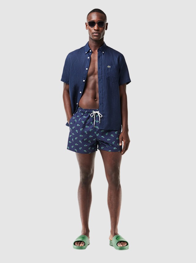 Calcao de Banho Homem Croc Print Swim Shorts Lacoste