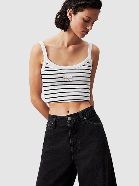 Top Mulher Woven Label Ribbralette Calvin Klein