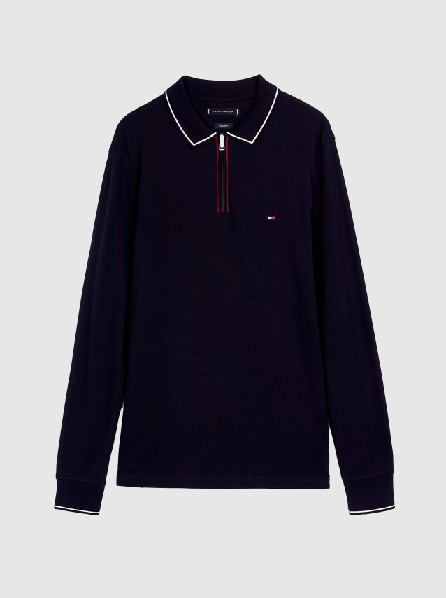 Polos Homem Ls Zip Rwb Detail Reg Polo Tommy Hilfiger