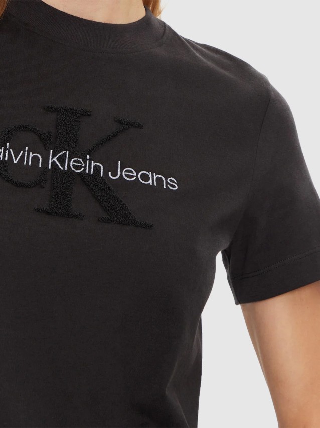 T-Shirt Mulher Chenille Monologo Regular Tee Calvin Klein