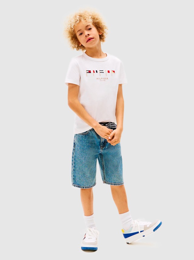 T-Shirt Menino Multi Flag Emb Reg Tee Ss Tommy Hilfiger- Kids