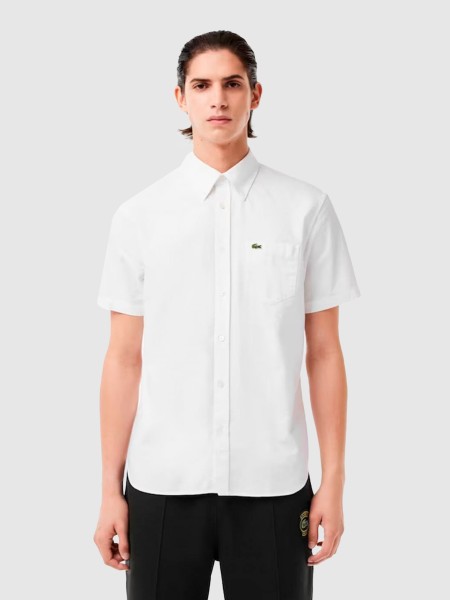 Camisa Homem Regular Fit Short Sleeved Oxford Shirt Lacoste