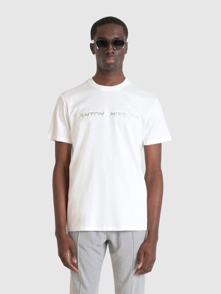 Homem T-Shirt Regular Fit In Jersey Cotton Fabri With Logo Print In Laminated Print And Embossed Pri