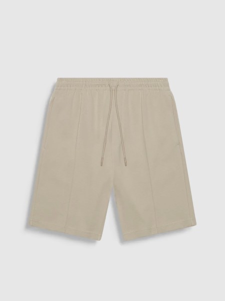 Calcao Homem Fleece Shorts Carrot Fit In Twill Stretch Cotton Fabric  Blend With Logoed Metal Badge 