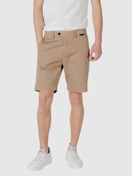Calcao Homem Shorts Mark Slim Fit In Stretch Twill Cotton Blend Fabric With Logoed Rubber Flag Anton