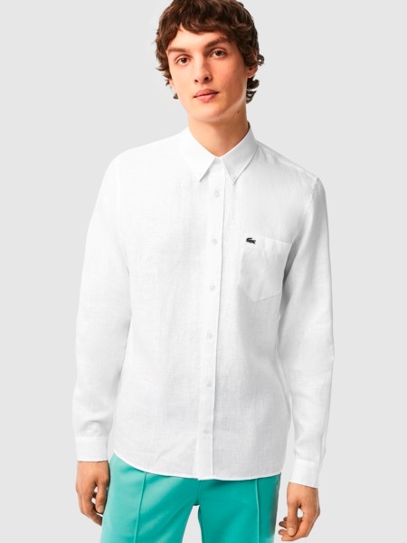 Homem Regular Fit Linen Shirt Lacoste