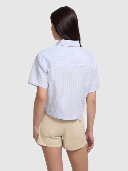 Camisa Mulher Gj Ss Camp Collar Boxy Shirt Guess Jeans