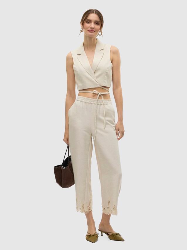 Tops Mulher Vmsoffie Sl Crop String Vest Vero Moda