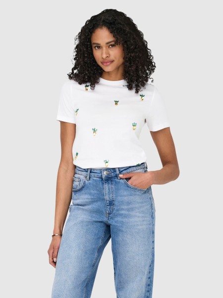 T-Shirt Mulher Onlkita Life Reg S/s Pineapple Top Jrs Only