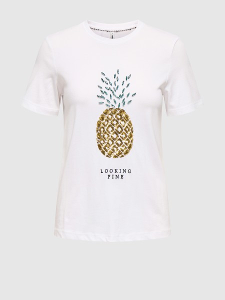 T-Shirt Mulher Onlkita Life Reg S/s Pineapple Top Jrs Only