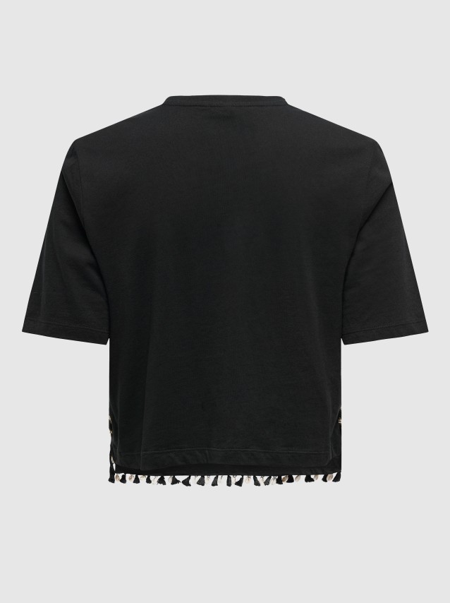T-Shirt Mulher Onlfilippa Life S/s Tassel Top Jrs Only
