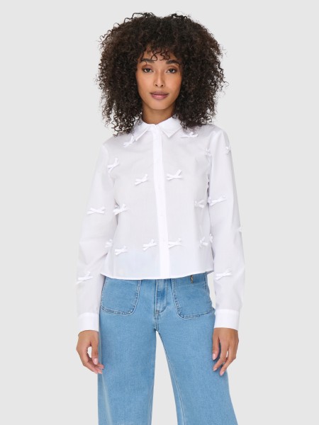 Camisa Mulher Onlbowy Life Ls Bow Detail Sh Shirt Wvn Only