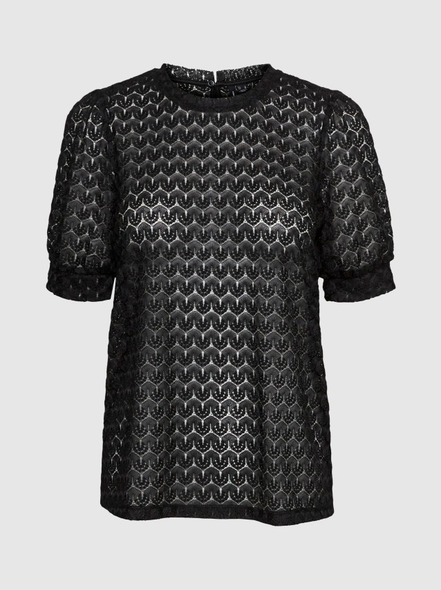 Camisola Mulher Vmbecca Lace Ss O-Neck Top Jrs Vero Moda