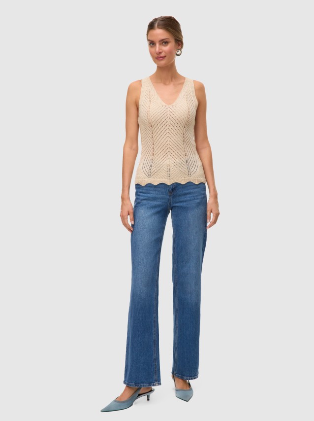 Tops Mulher Vmnoel Sl V-Neck Top Fr Vero Moda