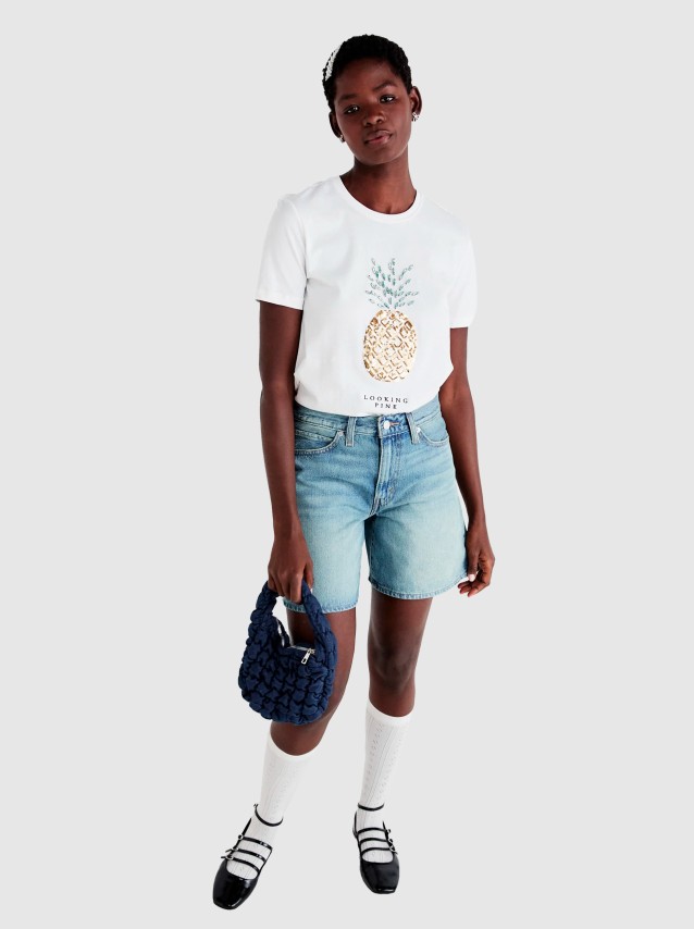 T-Shirt Mulher Onlkita Life Reg S/s Pineapple Top Jrs Only