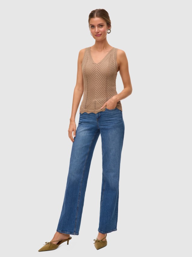 Tops Mulher Vmnoel Sl V-Neck Top Fr Vero Moda