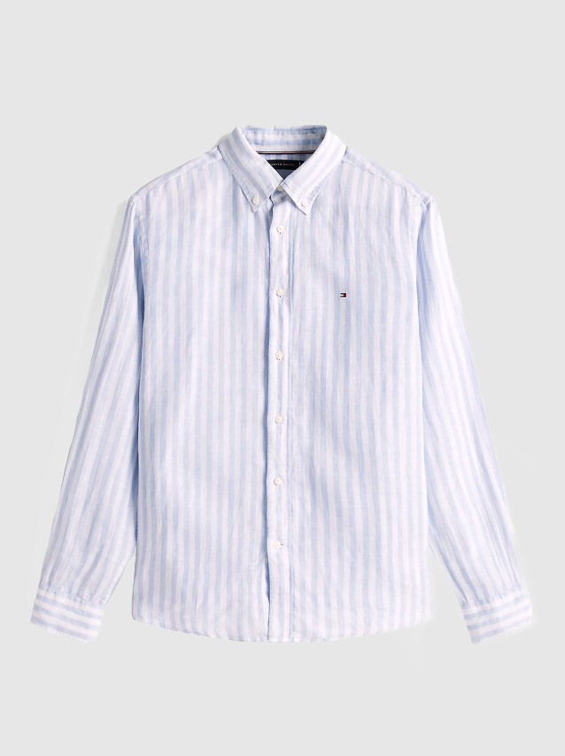 Camisa Homem Linen Stripe Tommy Hilfiger