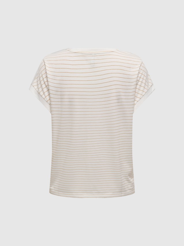 T-Shirt Mulher Onlkarla S/s V-Neck Glitter Top Jrs Only