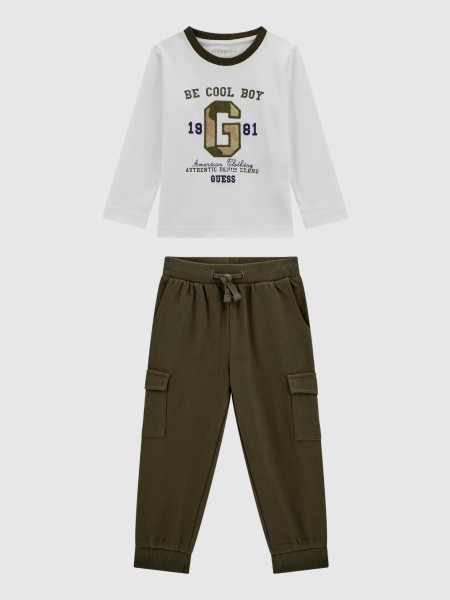 Conjuntos Menino Set Ls T-Shirt + Cargo Jogger Guess Kids