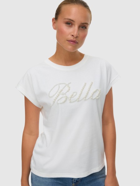 T-Shirt Mulher Vmliza Pearl Vero Moda