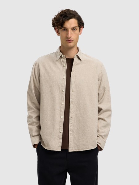 Camisa Homem Slhregnoah Brushed Twist Shirt Ls Noos Selected