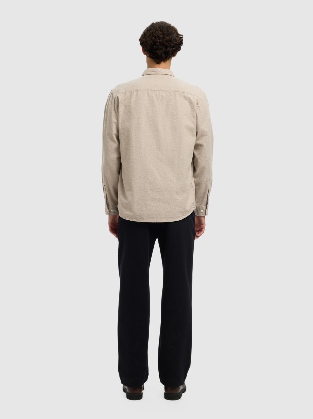 Camisa Homem Slhregnoah Brushed Twist Shirt Ls Noos Selected