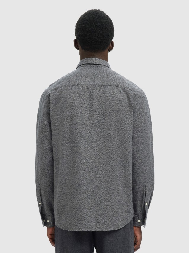 Camisa Homem Slhregnoah Brushed Twist Shirt Ls Noos Selected
