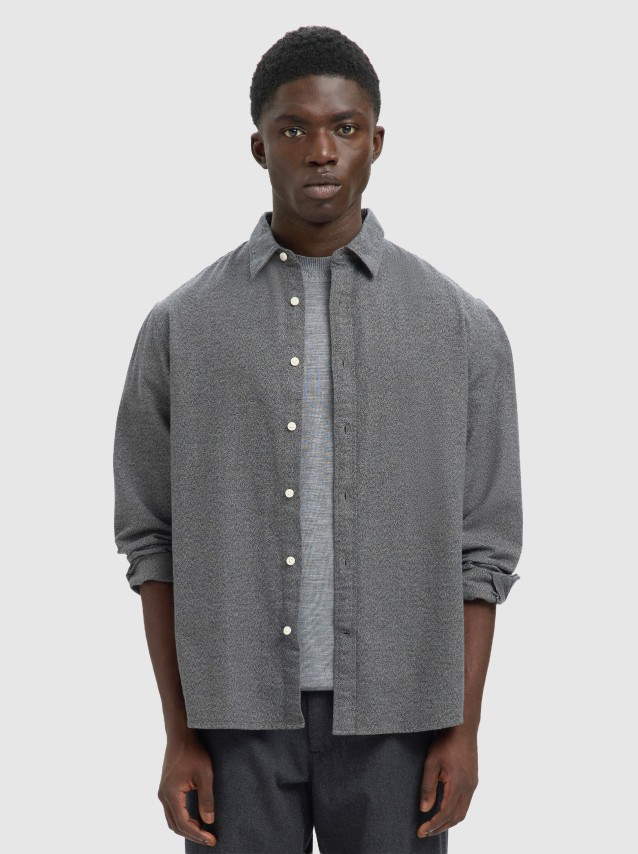 Camisa Homem Slhregnoah Brushed Twist Shirt Ls Noos Selected