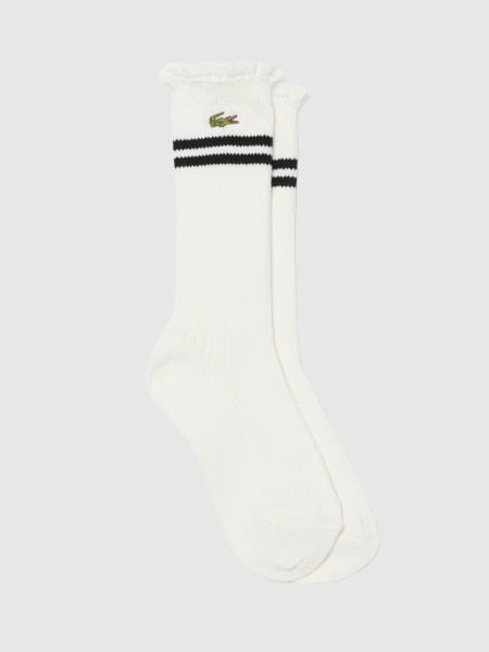 Meias Mulher Striped Diamante Crocodile Rib Knit Socks Lacoste