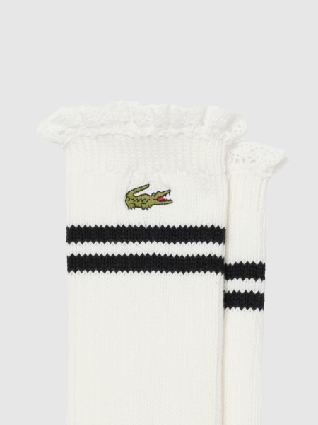 Meias Mulher Striped Diamante Crocodile Rib Knit Socks Lacoste