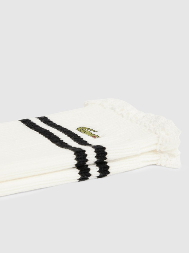 Meias Mulher Striped Diamante Crocodile Rib Knit Socks Lacoste
