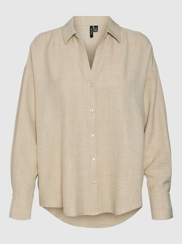 Camisa Vero Moda Mulher Vmmelaney Queeny Ls Shirt Wvn Noos