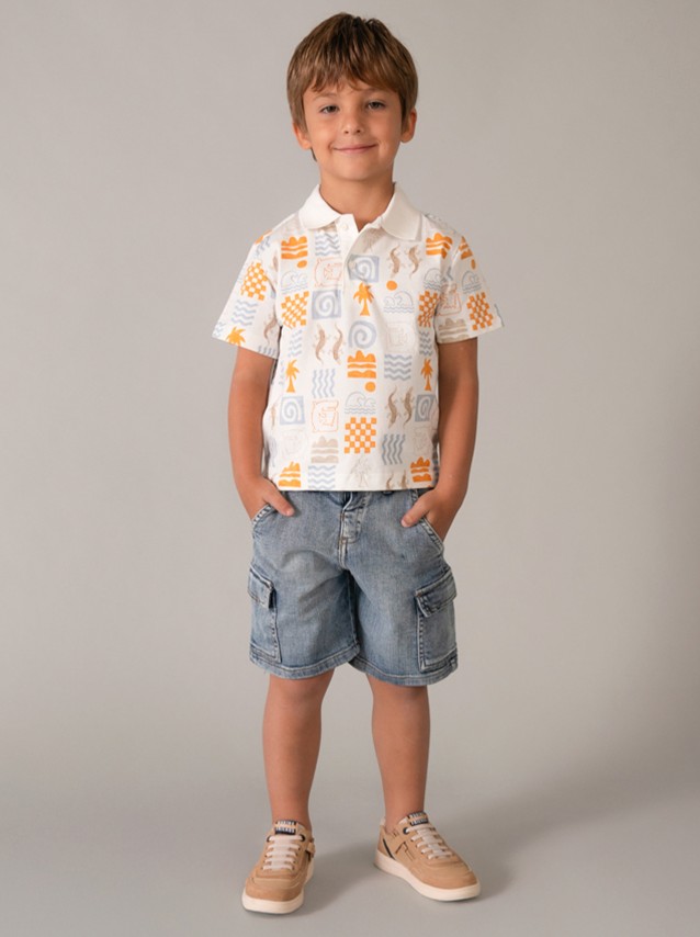 Cal��es Mayoral Menino Bermuda Jeans Super Cargo