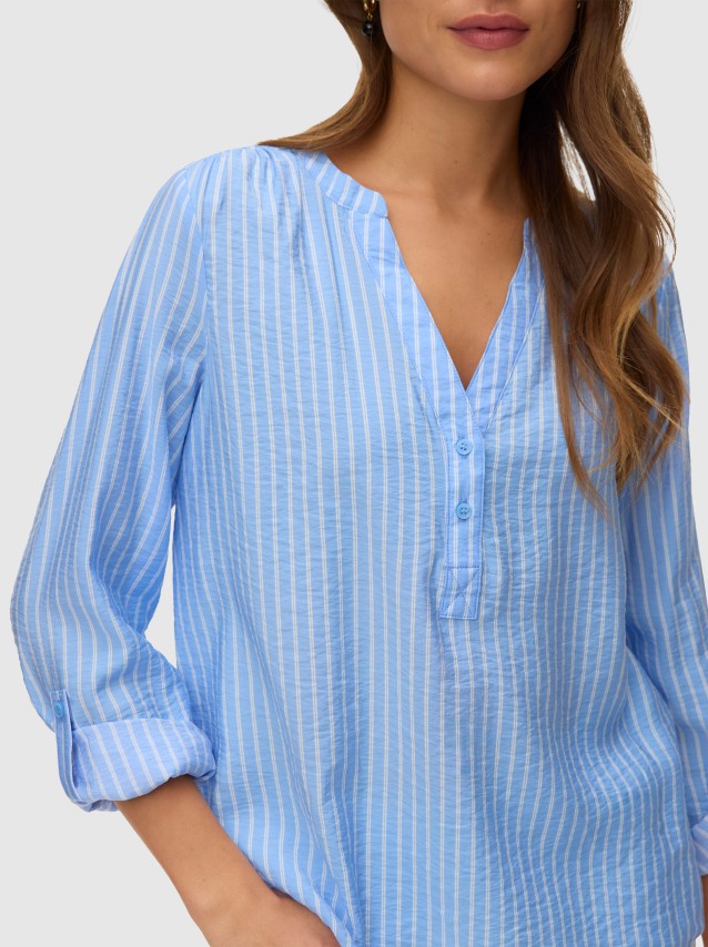 Camisa Vero Moda Mulher Vmkaja Ls V-Neck Fold-Up Top Wvn
