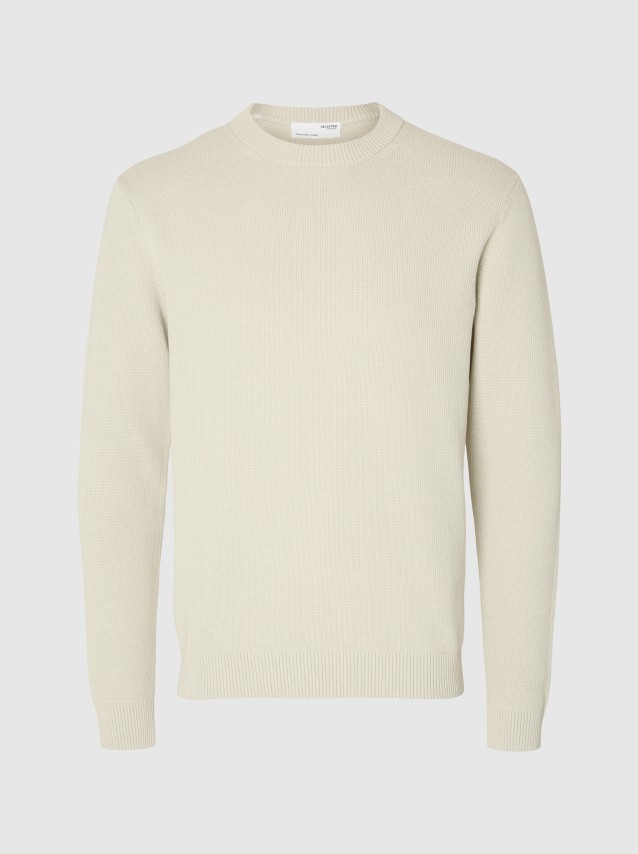 Camisola Selected Homem Slhdane Ls Knit Structure Crew Neck Noos