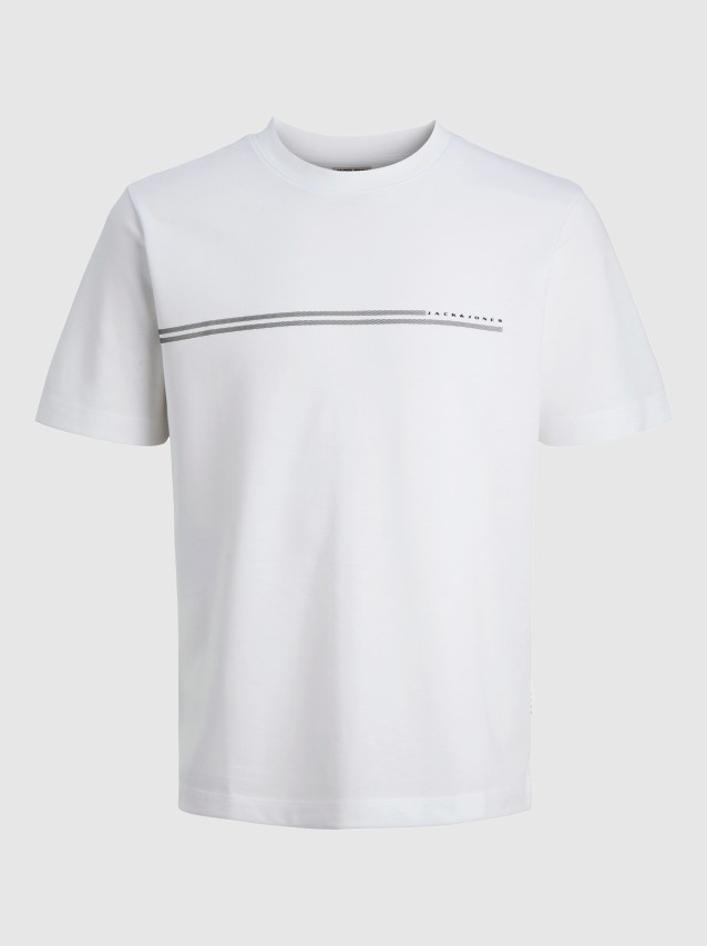 T-Shirt Jack & Jones Homem Jcofusion Chest Brand Tee Ss Crew Noos