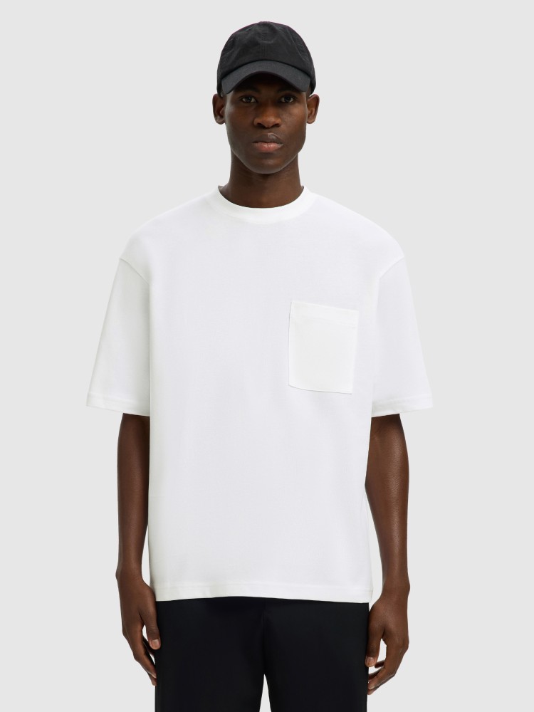 T-Shirt Selected Homem Slhlooseoscar Pocket Ss Tee Noos Branco