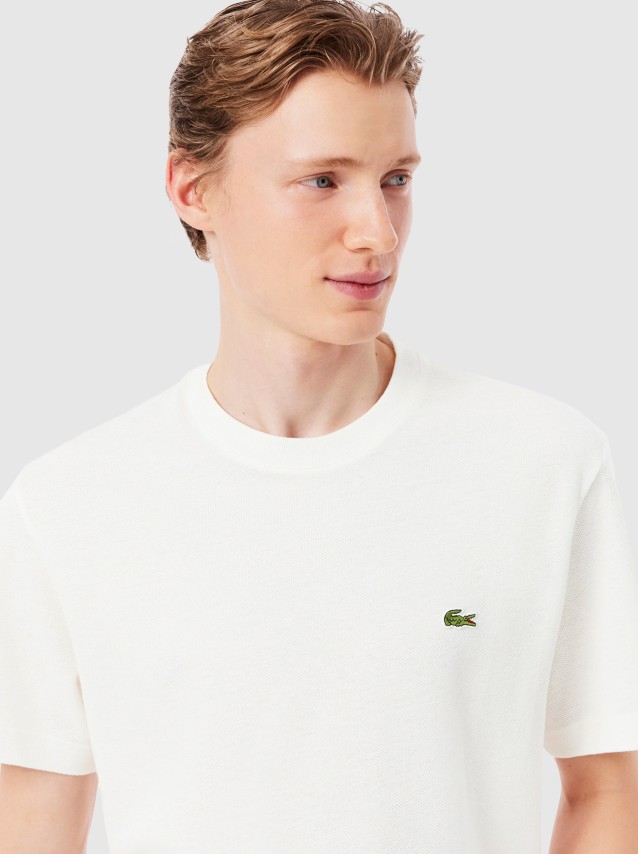 T-Shirt Lacoste Homem Classic Fit Cotton And Linen Piqu� Tshirt