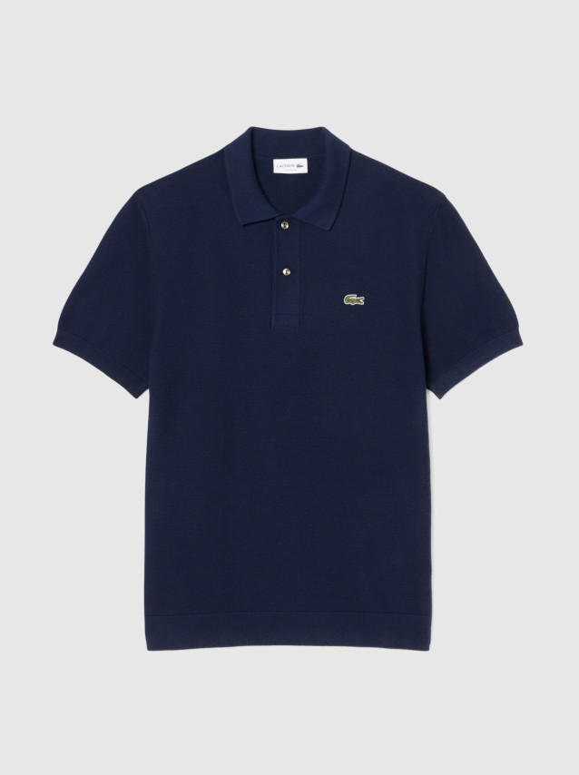 Polo Lacoste Homem Fine Knit Moss Stitch Cotton Polo Collar Sweater