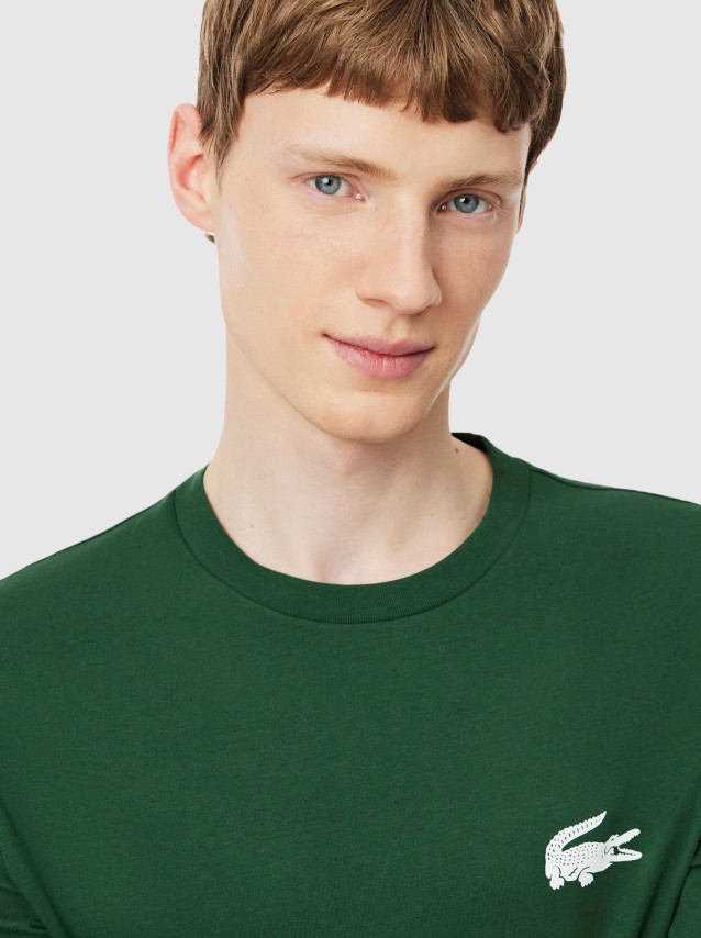 T-Shirt Lacoste Homem Crocodile Print Cotton Loungewear Tshirt