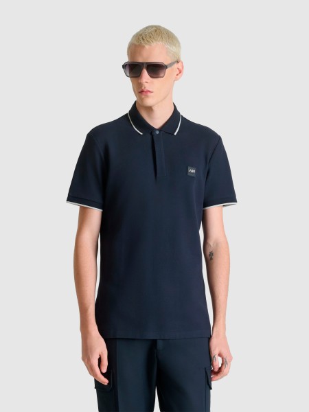 Polo  Antony Morato Homem Polo Regular Fit In Piquet With Striped Rib On Collar And On Cuffs And Log